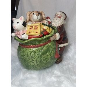 SANTA AND HIS BAG OF TOYS COOKIE JAR, CUTE, ￼Christmas
